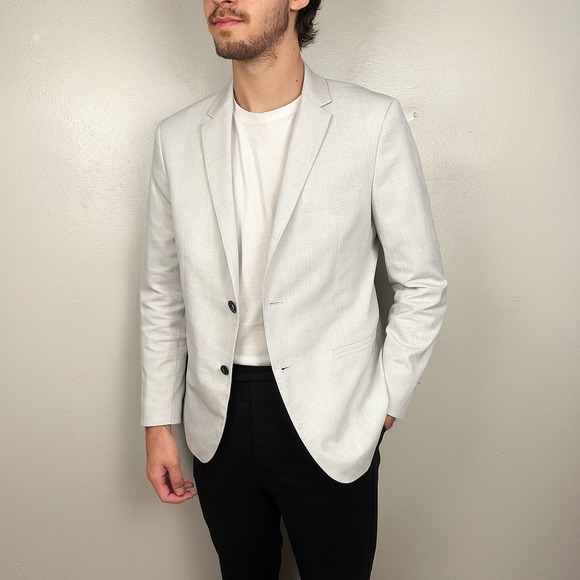 Theory Kris Blazer Mens 40 Light Gray Tailored Two Button Unstructured Cotton - Picture 1 of 10